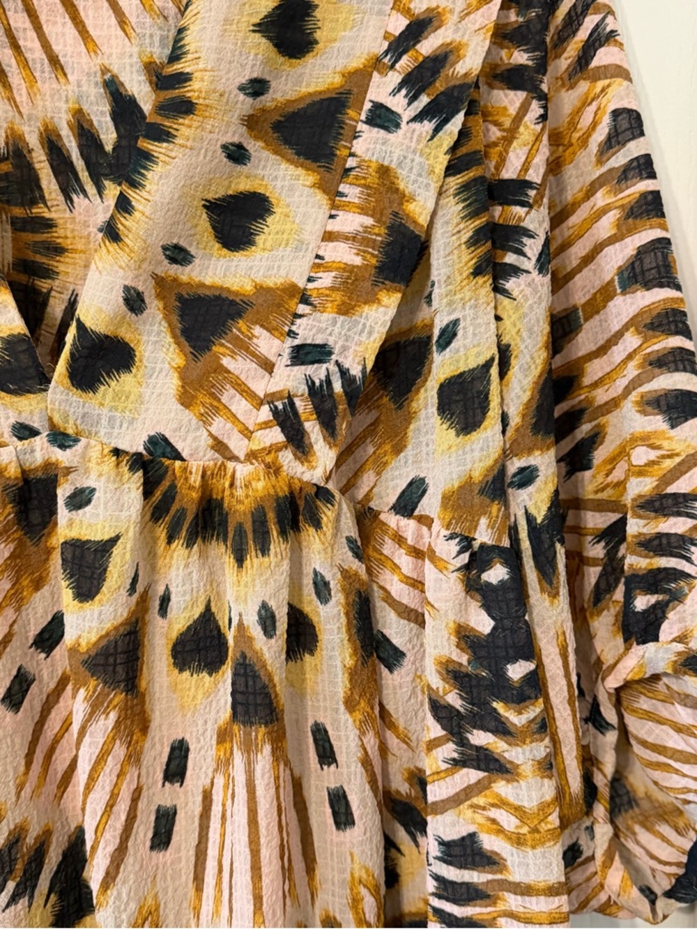 ba&sh Cleo Ikat Patterned Print V-Neck Mini Dress Sz 4, XL - Picture 4 of 5